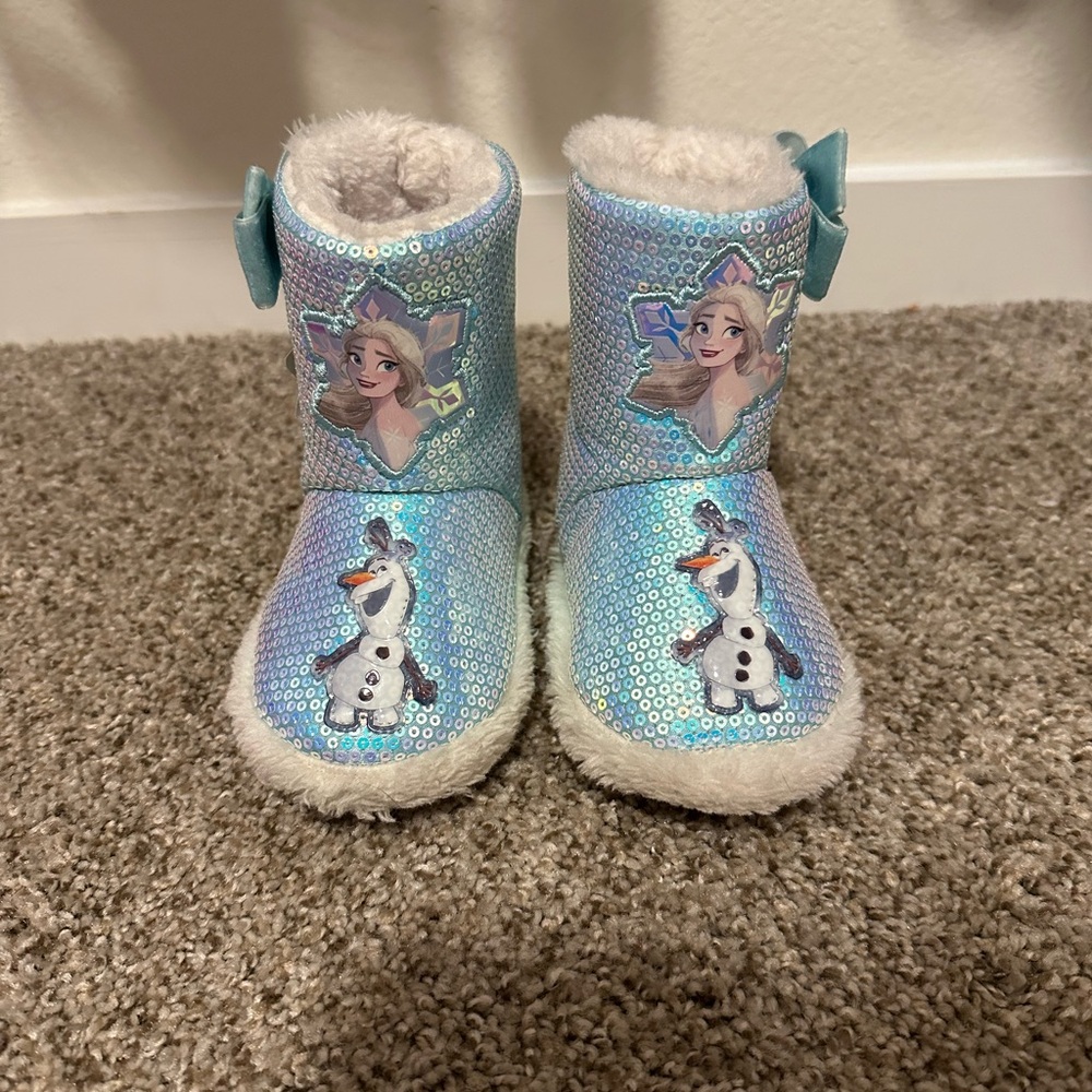 Frozen Kids Blue Sequin Slippers